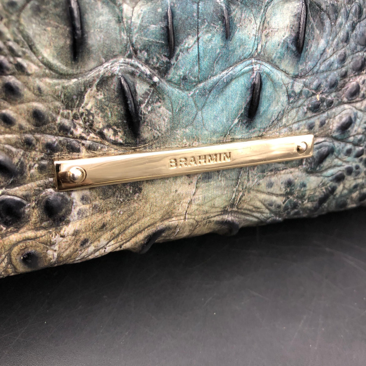 Brahmin Multicolor Croc Embossed Leather 'Glacier' Clutch Bag (+COA)