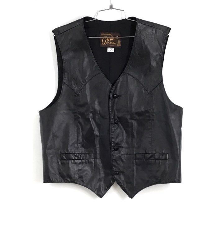 Altman Of Dallas Men&#39;s Black Leather Vest - Size Measured