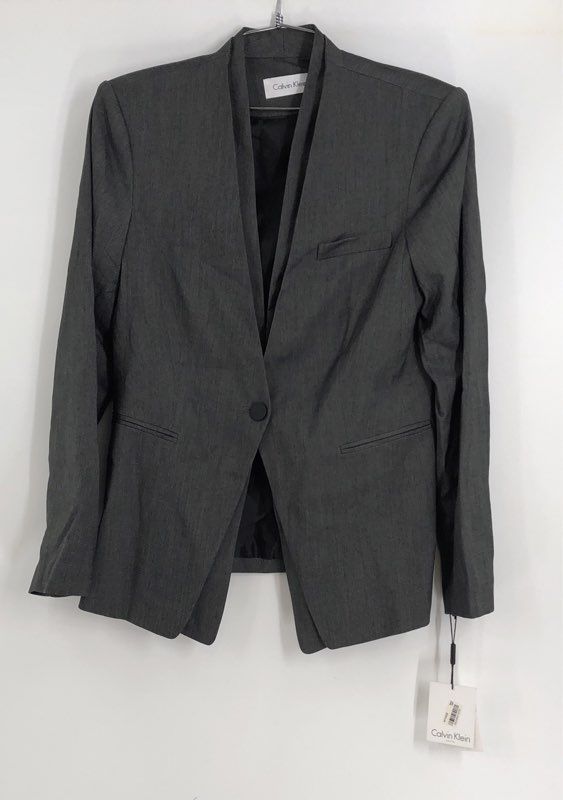 NWT Calvin Klein Women&#39;s Gray Single-Breasted Blazer - Size 10