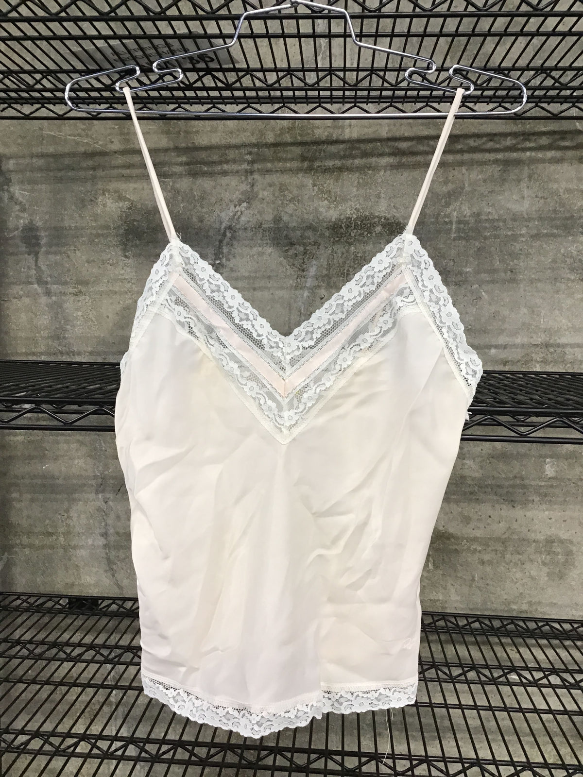 Christian Dior Blush Pink Chemise Tank Top with Lace Detail-Size: Small (+COA)