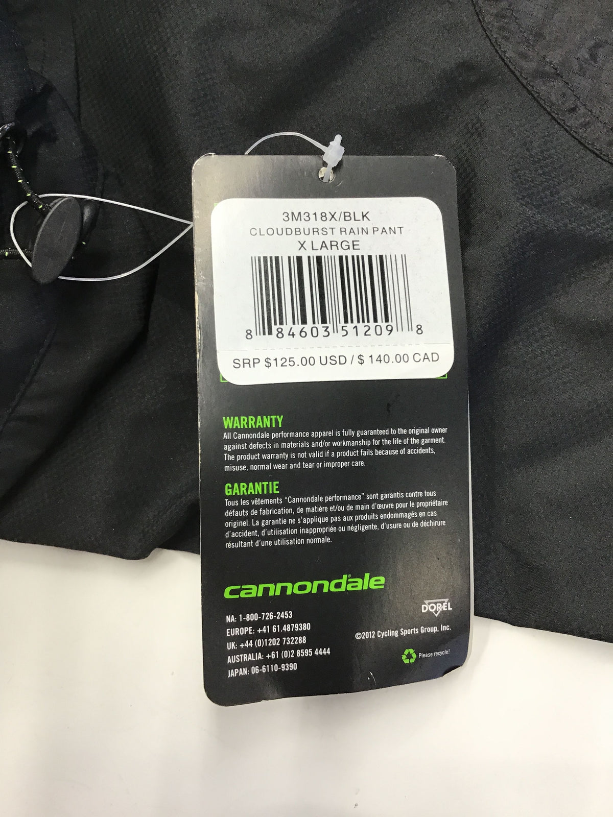 NWT Cannondale Men&#39;s Pants Size XL