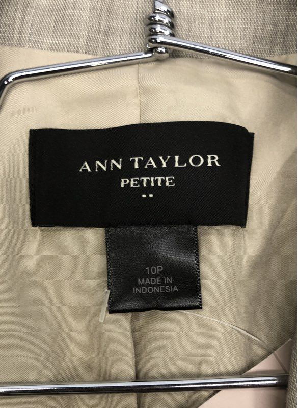 Ann Taylor Petite Women's Gray Tan One Button Blazer Jacket NWT Sz 10P