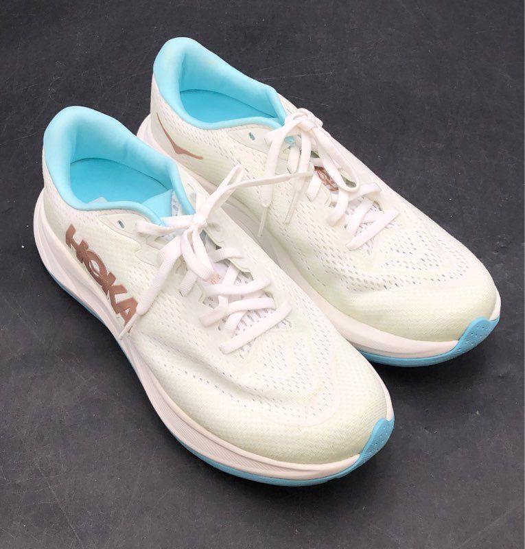 Hoka Rincon 4 White Blue Rose Gold Women's Running Shoes Size 9.5