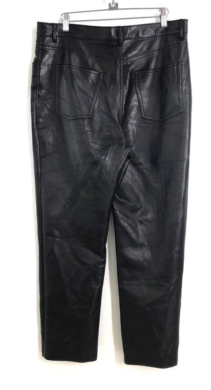 Wilfred Women's Black Faux Leather High Rise Straight Leg Pants Sz 12