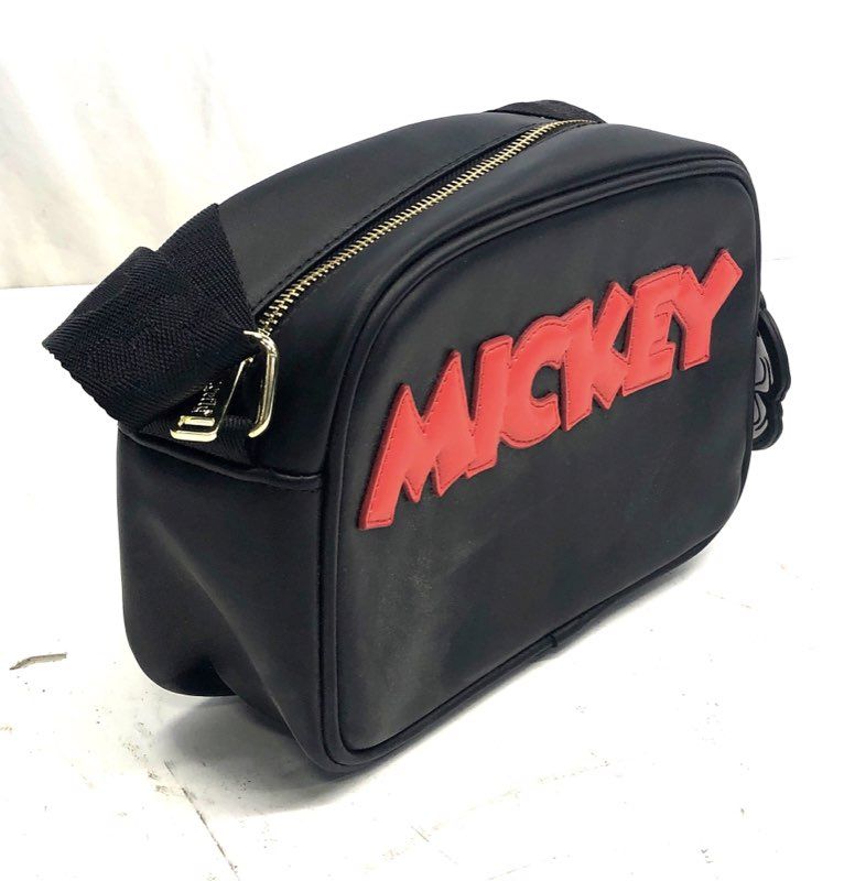 Disney Loungefly Black Mickey Mouse Red Logo Crossbody Bag Gold Hardware