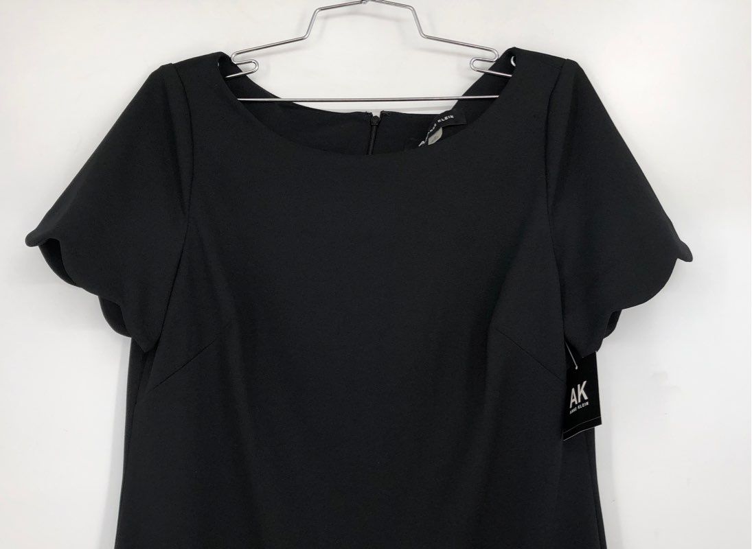 NWT Anne Klein Women&#39;s Black Round Neck Short Sleeve Shift Dress - Size Medium