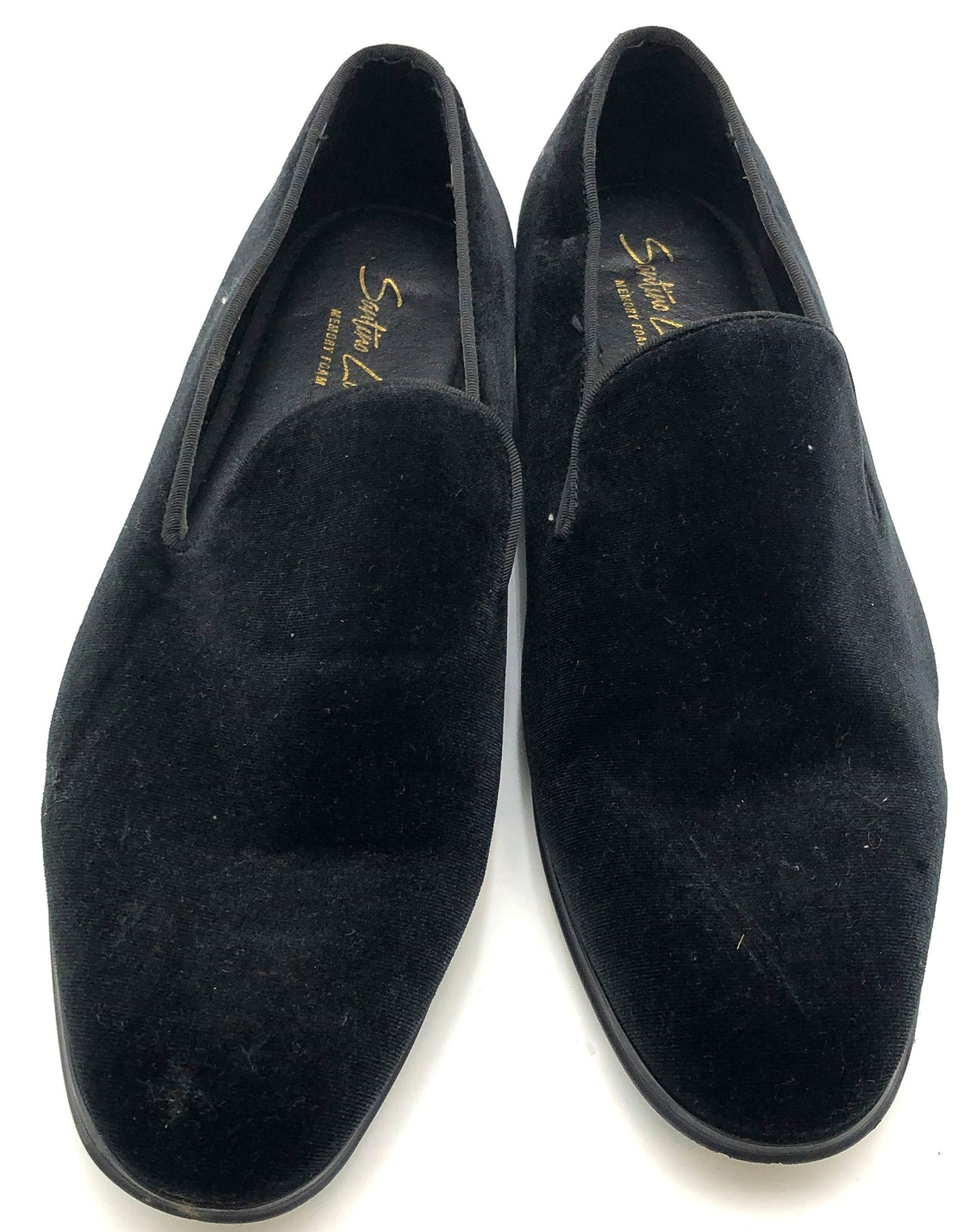 Santino Luciano C-351 Black Velvet Smoking Loafers Men's Shoes Size 13