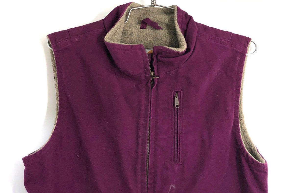 Carhartt Women's Purple Sandstone Sherpa Lined Mock Neck Vest Sz XS WV001