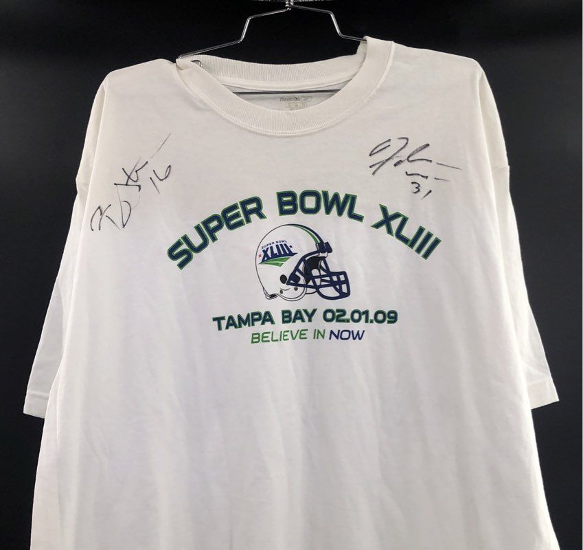 Vintage 2009 Reebok Super Bowl XLIII Tampa Bay Signed T-Shirt Sz XL