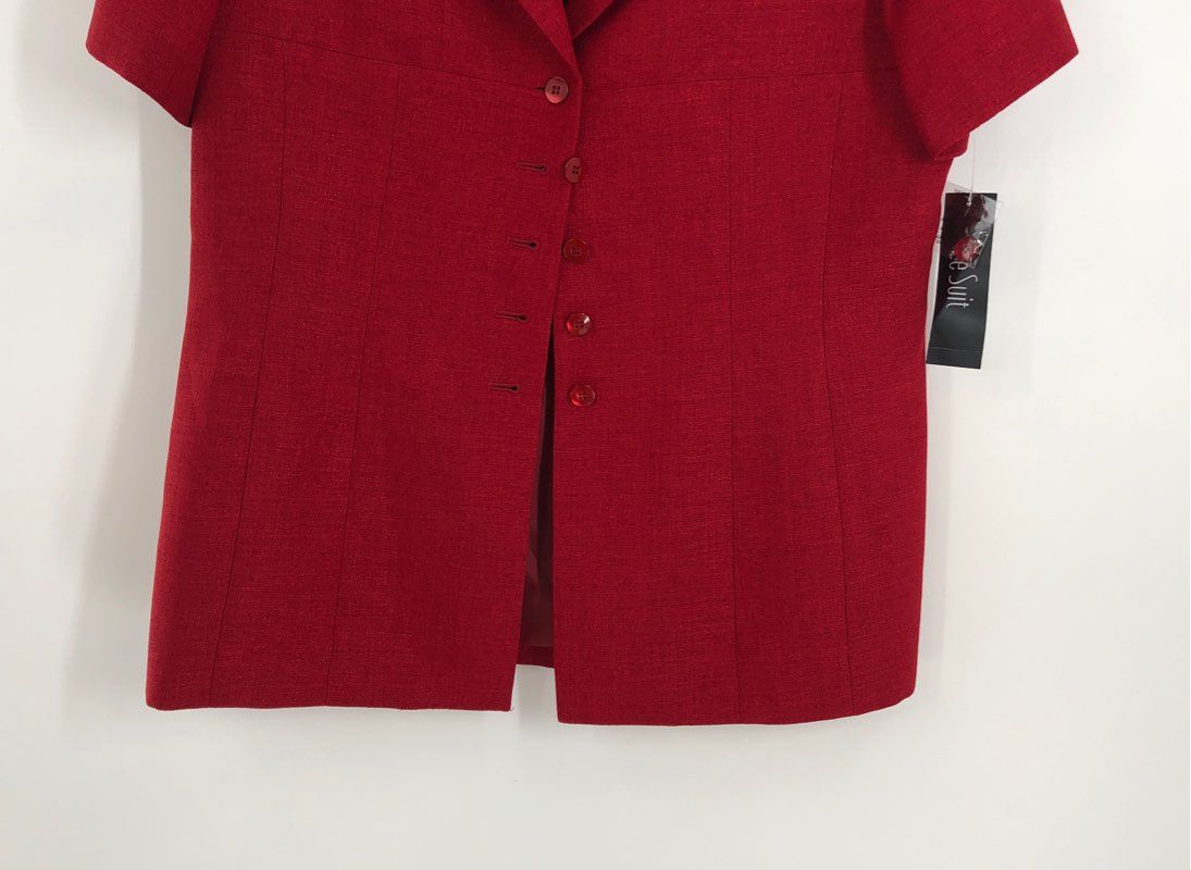 NWT Le Suit Women&#39;s Red Short Sleeve Notch Lapel Blazer - Size 16