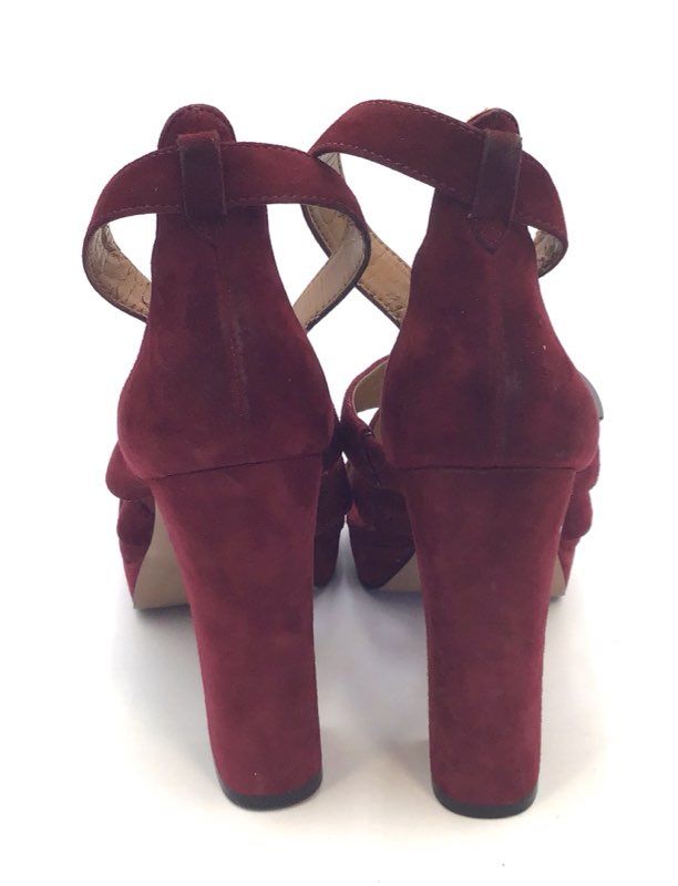 Coach Womens Burgundy Suede Strappy Platform Heel Sandals Size 8.5
