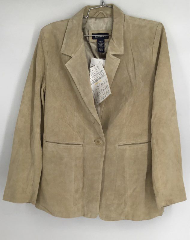 NWT Denim &amp; Co. Women&#39;s Beige Leather Blazer - Size S