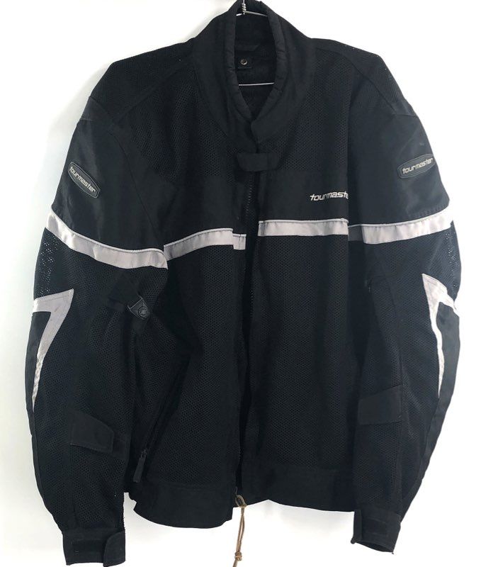 Tour Master Men's Draft Black Mesh Motorcycle Riding Jacket Reflective Sz L 44