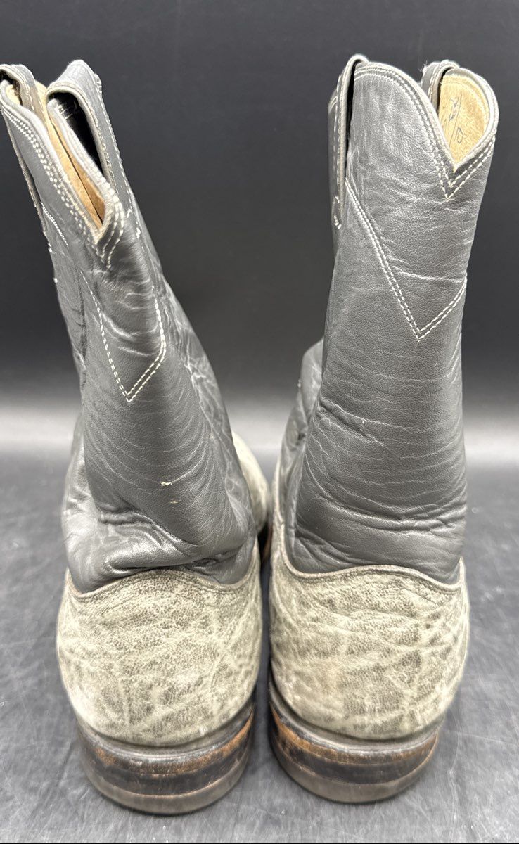 Vintage 90s Justin 3019 Gray Elephant Leather Cowboy Boots Men's Size 12 D