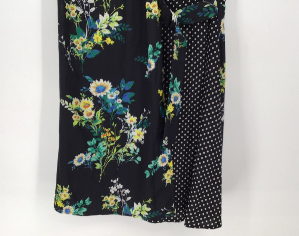 NWT Lea &amp; Viola Women&#39;s Black Floral Print Back Zip Wrap Dress Dress Size M