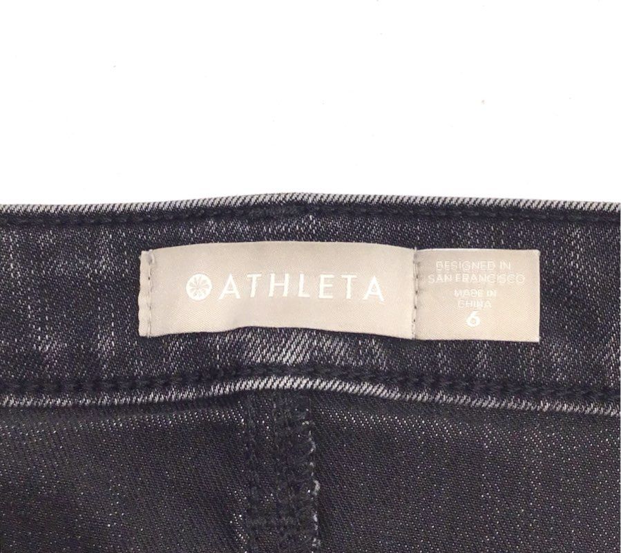 Athleta Women's Faded Black Ankle Zip Skinny Stretch Denim Jeans Sz 6