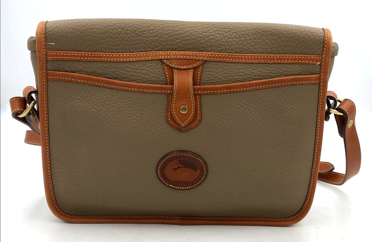 Vintage Authentic Dooney &amp; Bourke Women&#39;s Tan Leather Crossbody Bag-COA Included