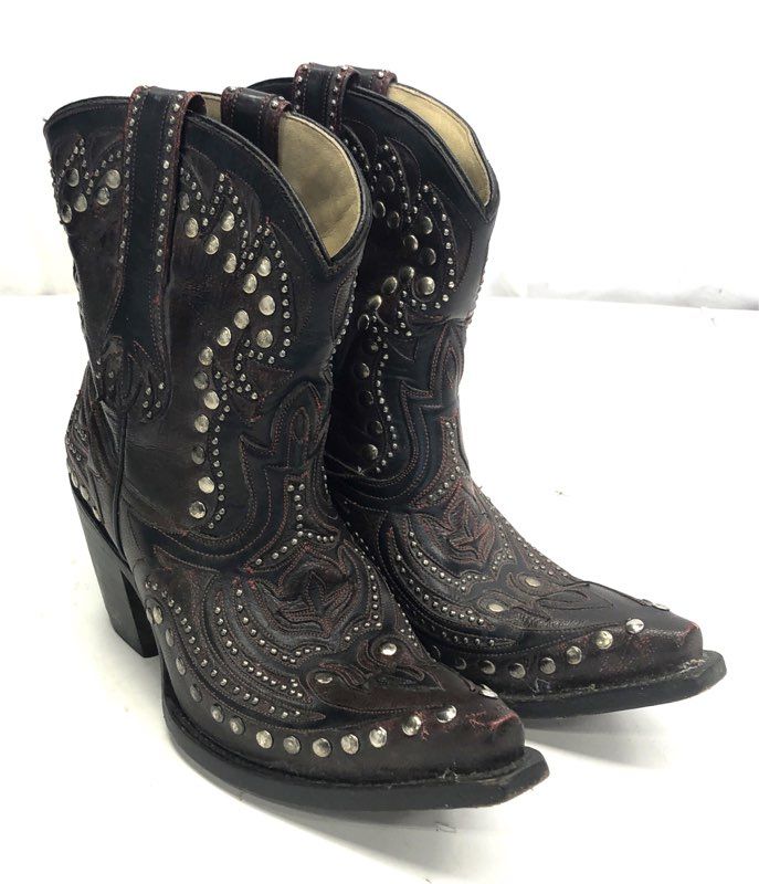 Corral G1075 Red Black Distressed Studded Western Cowboy Boots Women's Size 7