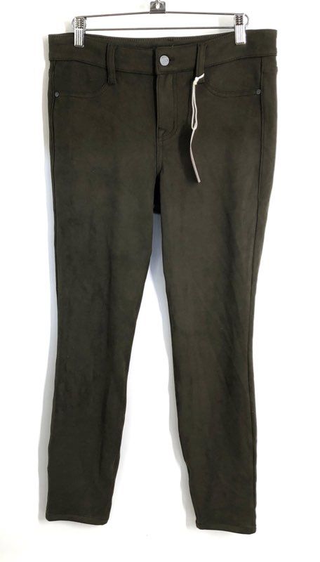 Level 99 Women's Olive Green Faux Suede Tapered Skinny Pants Size 29P