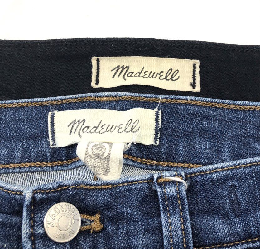 Madewell Women's Jeans Lot 2 Pairs 8" Skinny Blue & Kick Out Black Sz 29