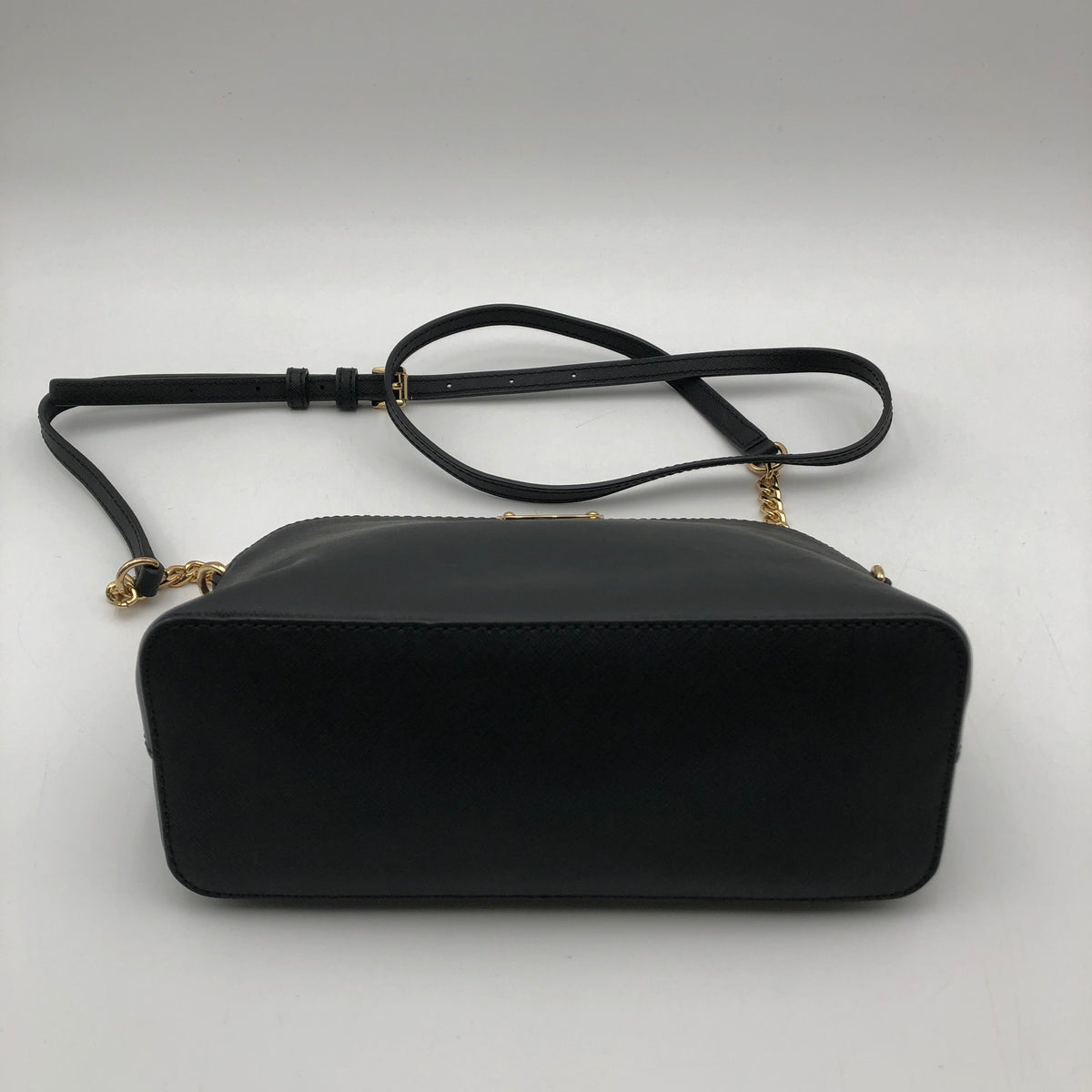 Michael Kors Black Jet Set Large Dome Crossbody Bag Gold Hardware COA