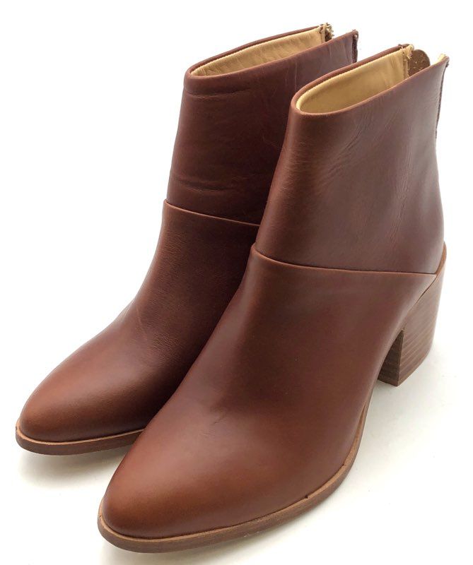 Nisolo Dari Boot Brandy Leather Heeled Ankle Booties Women's Size 8.5