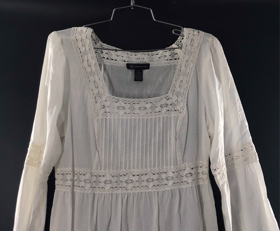INC International Concepts Women's White Lace East Hampton Dress Sz 12 NWT