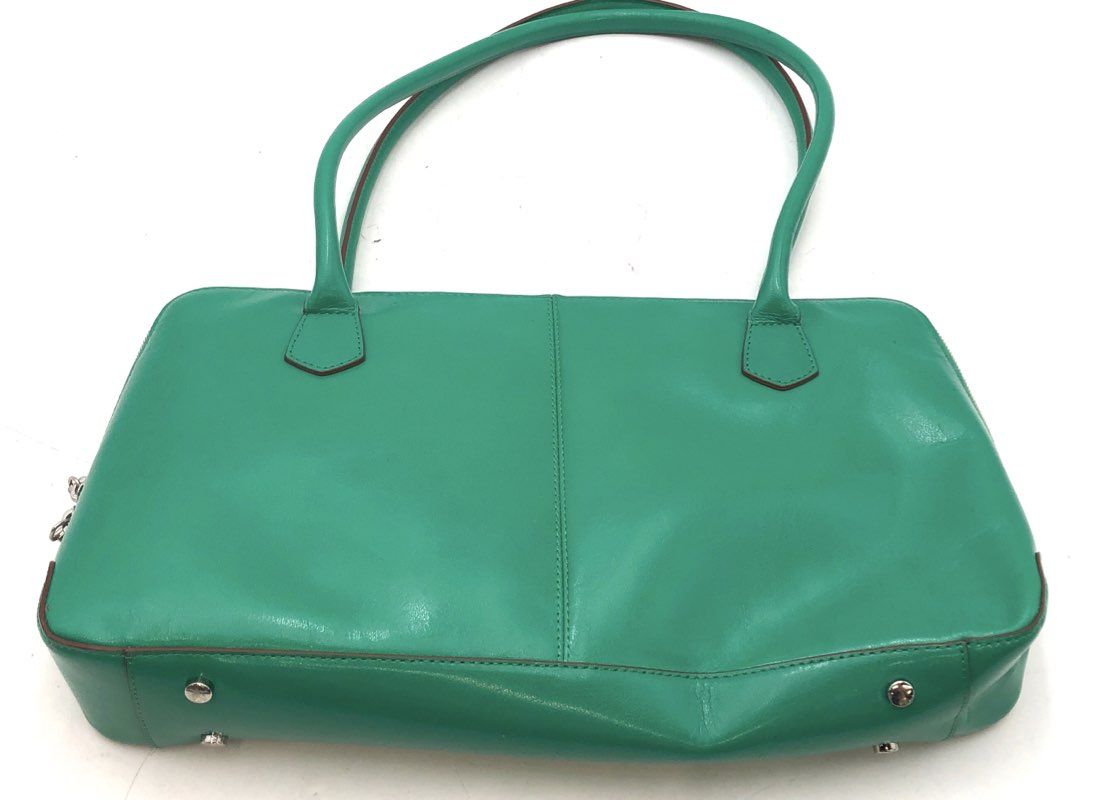 Hobo The Original Green Leather Structured Shoulder Bag Silver Hardware