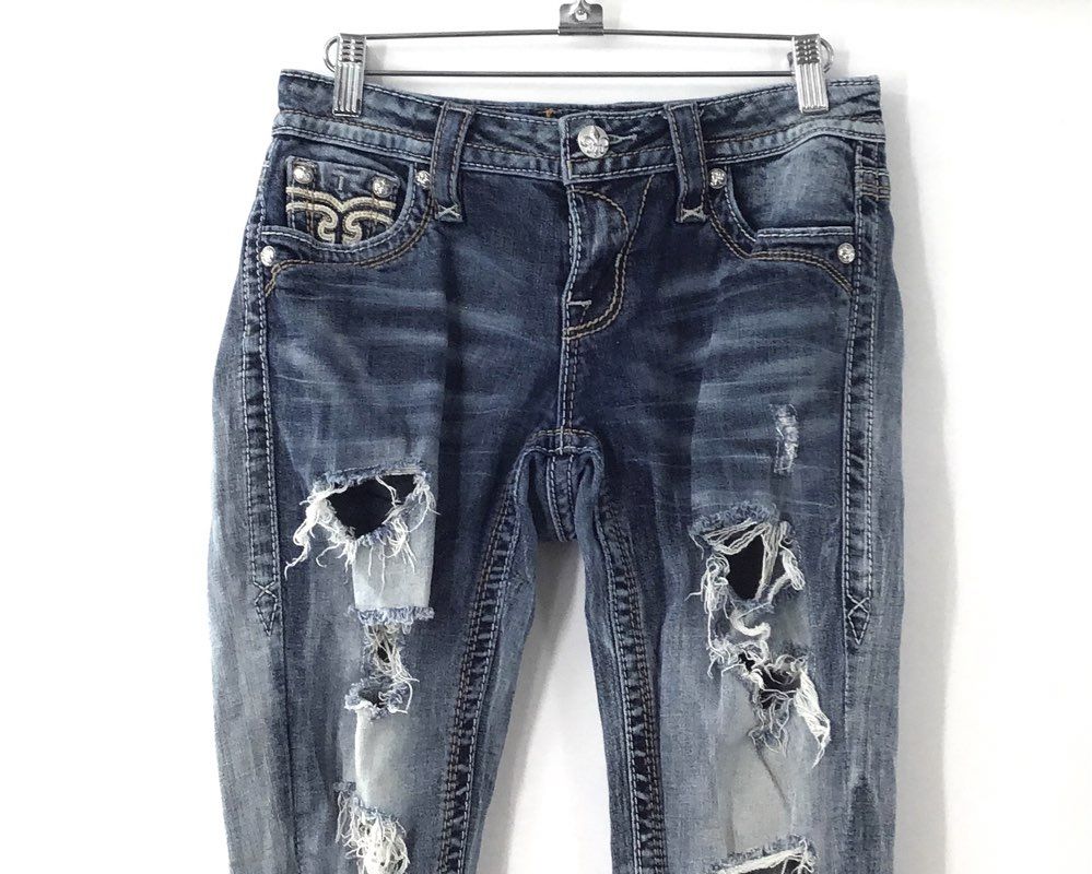 Rock Revival Women's Arda S Skinny Jeans Distressed Ripped Flap Pocket 26x32