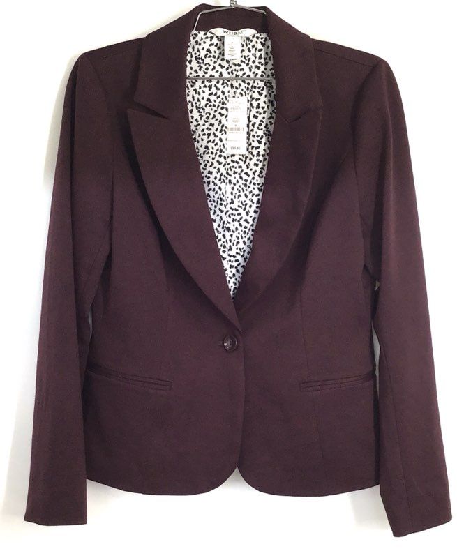 White House Black Market Women's Plum LS Stretch Everyday Knit Blazer Sz 8 NWT