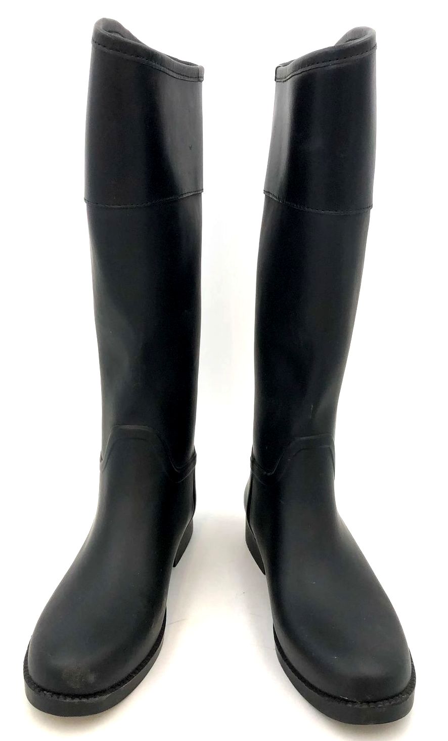 Tory Burch Women's Black Rubber/Leather Rain Boots w/ Logo Detail - Sz 7B (+COA)