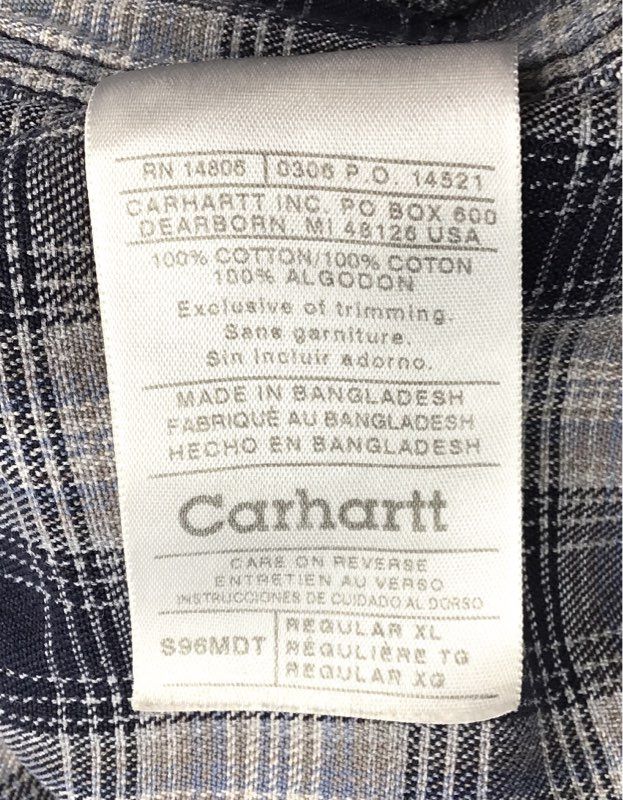 Carhartt Flannel Lined Rugged Canvas Workwear Shirt Jacket Blue Sz XL