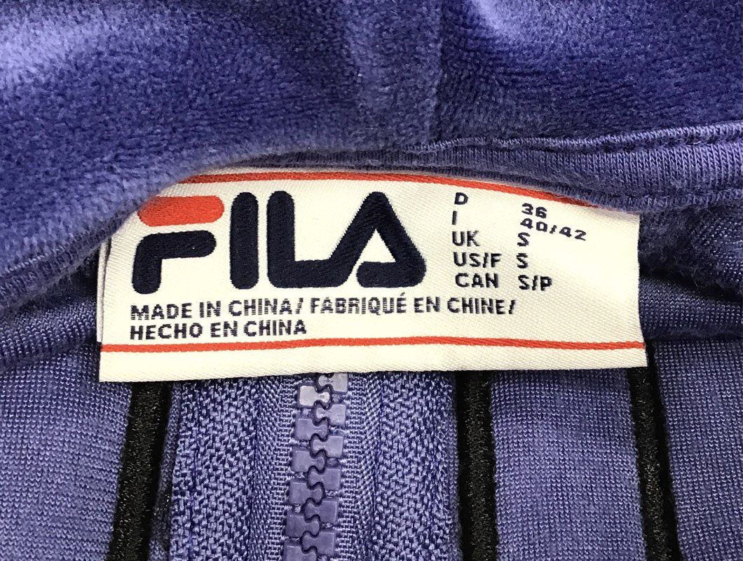 FILA Women's Purple Velour Quarter Zip Pullover Hoodie Logo Sz S