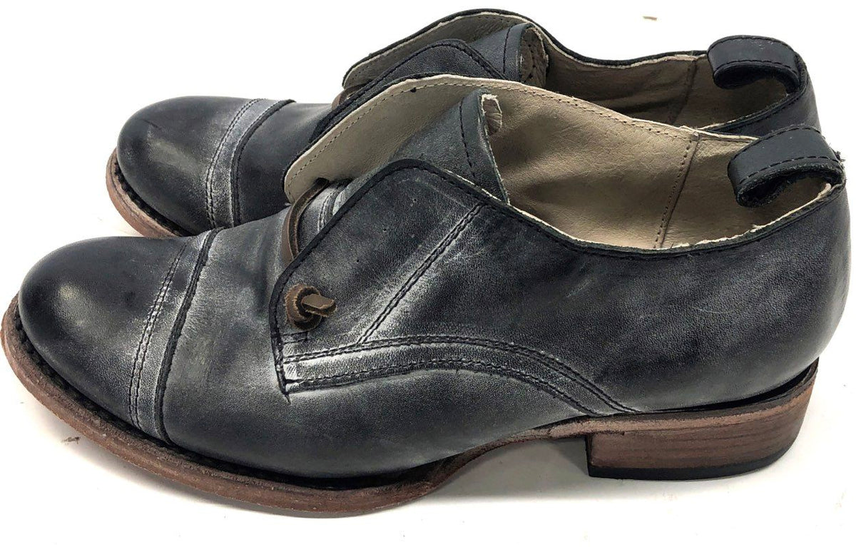 Freebird by Steven Mabel Black Distressed Leather Oxford Shoes Women's Size 7