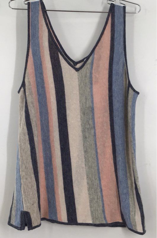 NWT Ecru Women&#39;s Multicolor Striped Sleeveless Tank Sweater - Size L