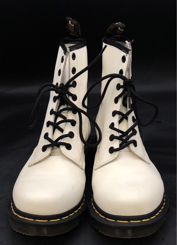 Dr Martens 1460 Pascal Zip White Smooth Leather 8-Eye Boots Womens Size 9