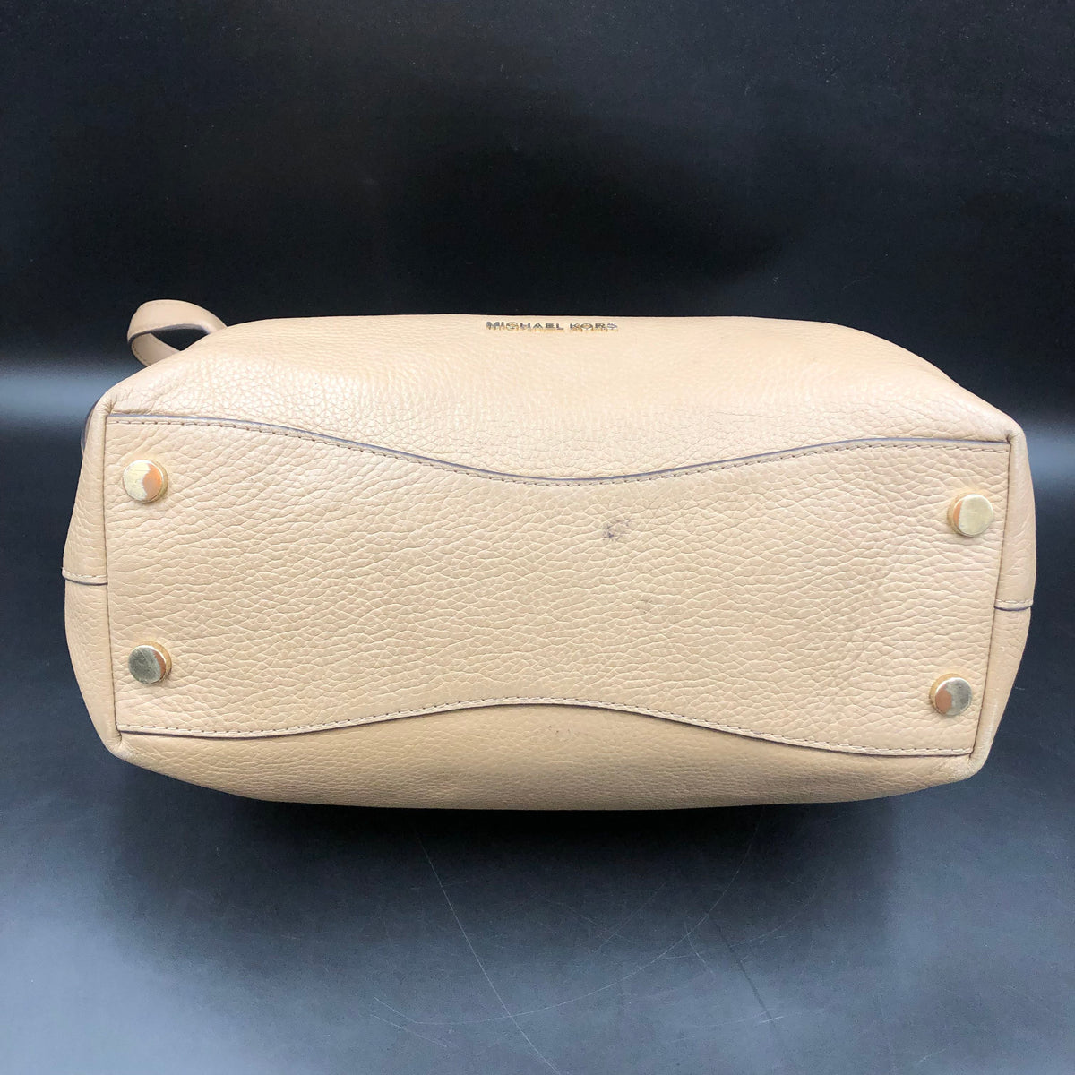 Michael Kors Tan Pebbled Leather Hamilton Satchel Bag Gold Hardware COA