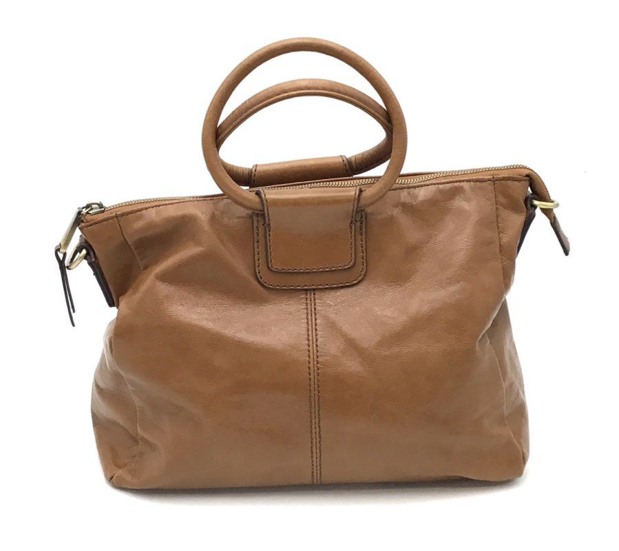 Hobo Brown Leather Satchel Bag Ring Handles Top Handle Purse