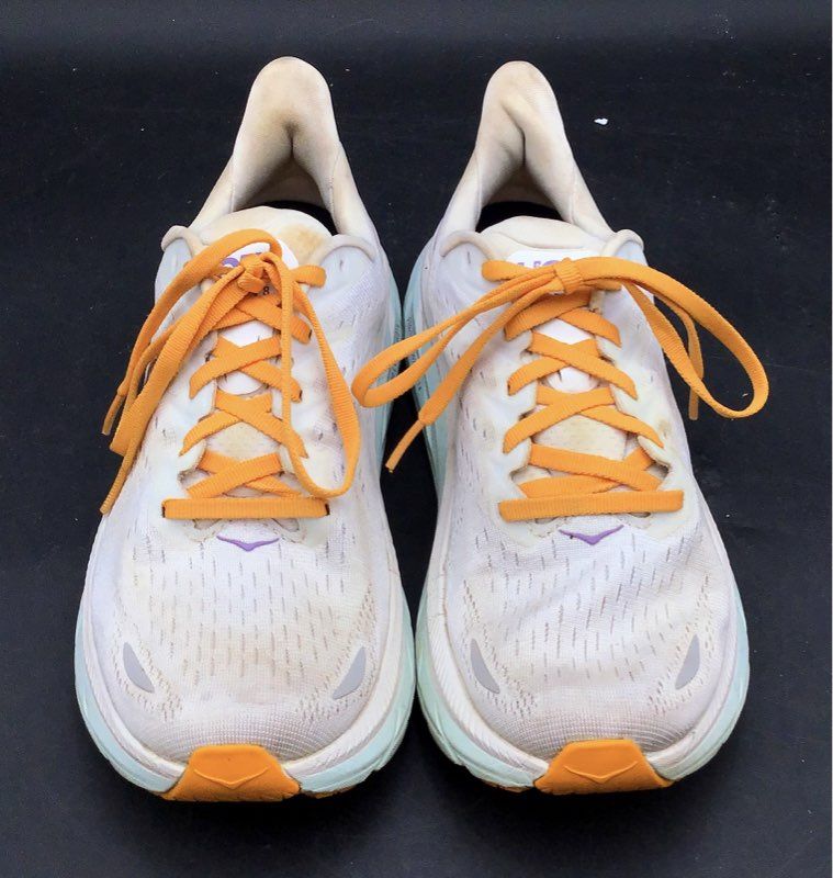 Hoka One One Women's Clifton 8 Beige Orange Athletic Shoes - Size 8.5 B