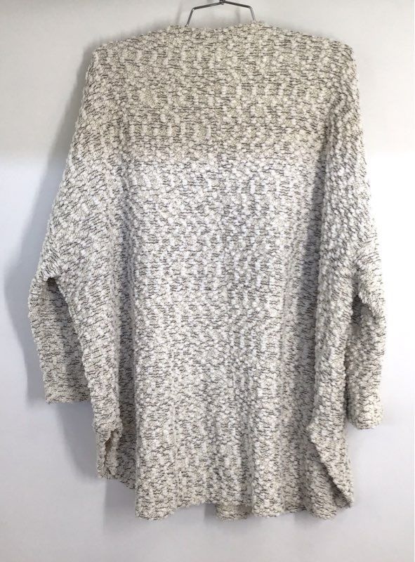 Ecote Women's Cream Black Textured Open Front Popcorn Knit Cardigan Sz S