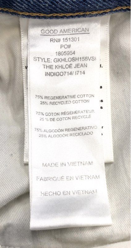 Good American Women's Jeans Blue High Rise Straight Distressed Sz 14x32 NWT