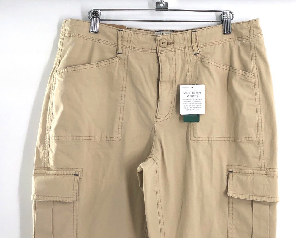 L.L.Bean Women's Stretch Canvas Cargo Pants Boulder Tan Favorite Fit NWT Sz 12