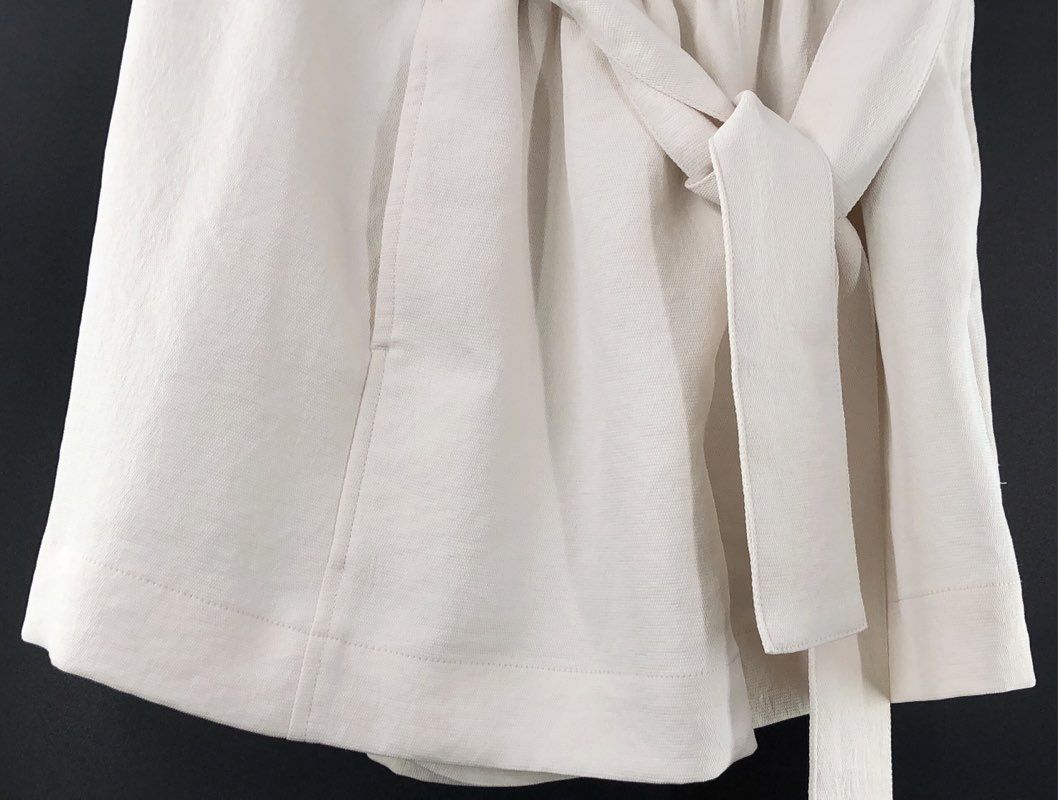 Wilfred Women's Cream Paperbag Waist Belted High Rise Textured Shorts Size 4