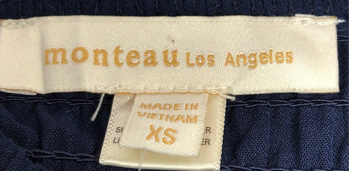 Monteau Los Angeles Women's Navy Blue Halter Button Front Jumpsuit Sz XS
