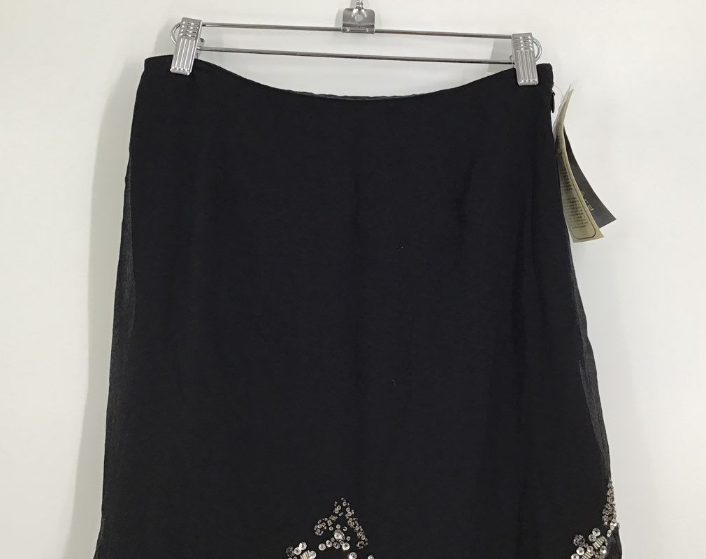 NWT Bianca Nygard Women&#39;s Black Sequin Side Zip Flare Skirt - Size 4