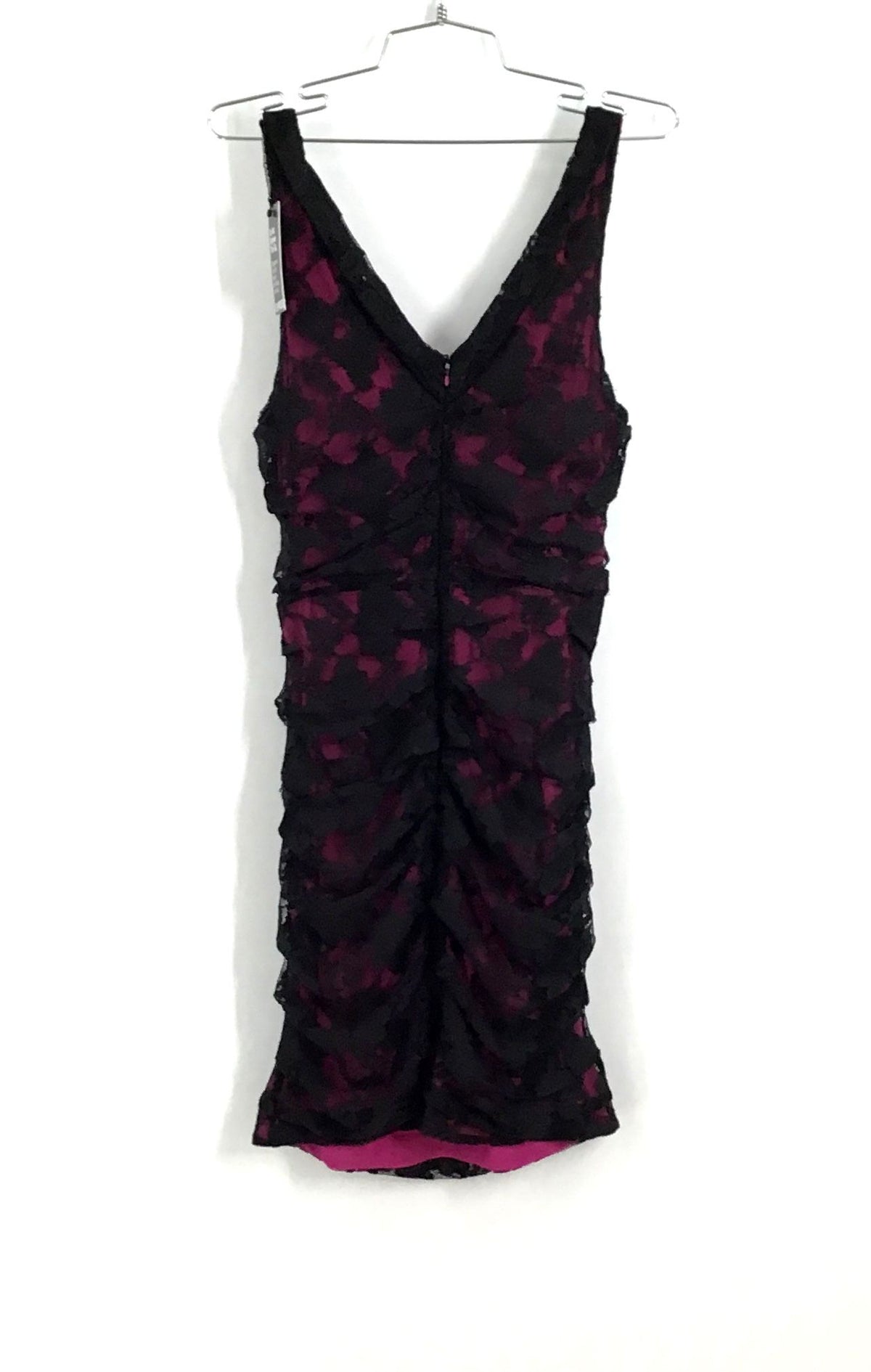 NWT Express Women&#39;s Black Pink Floral Lace Mini Dress - Size 10