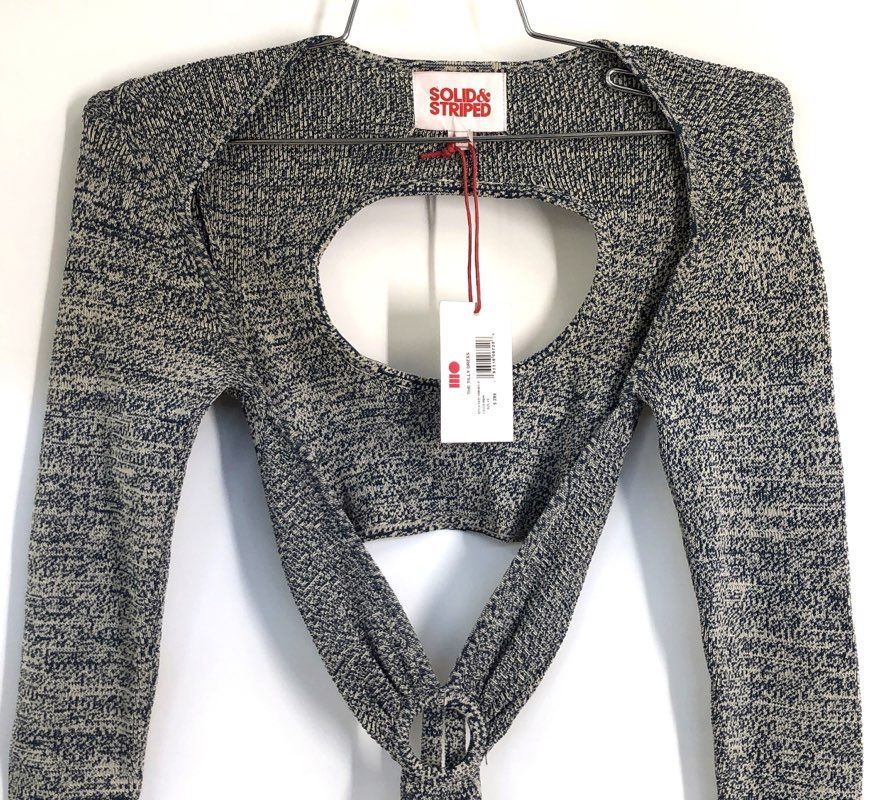 Solid & Striped Women's The Tilly Dress Blue Multi Marled Cutout Knit Sz XS NWT