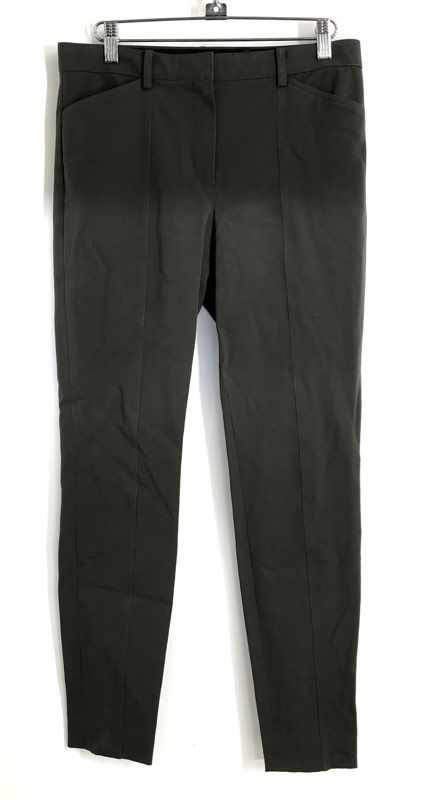 Women's Olive Green Slim Ankle Pants Trousers Center Seam Ankle Zip