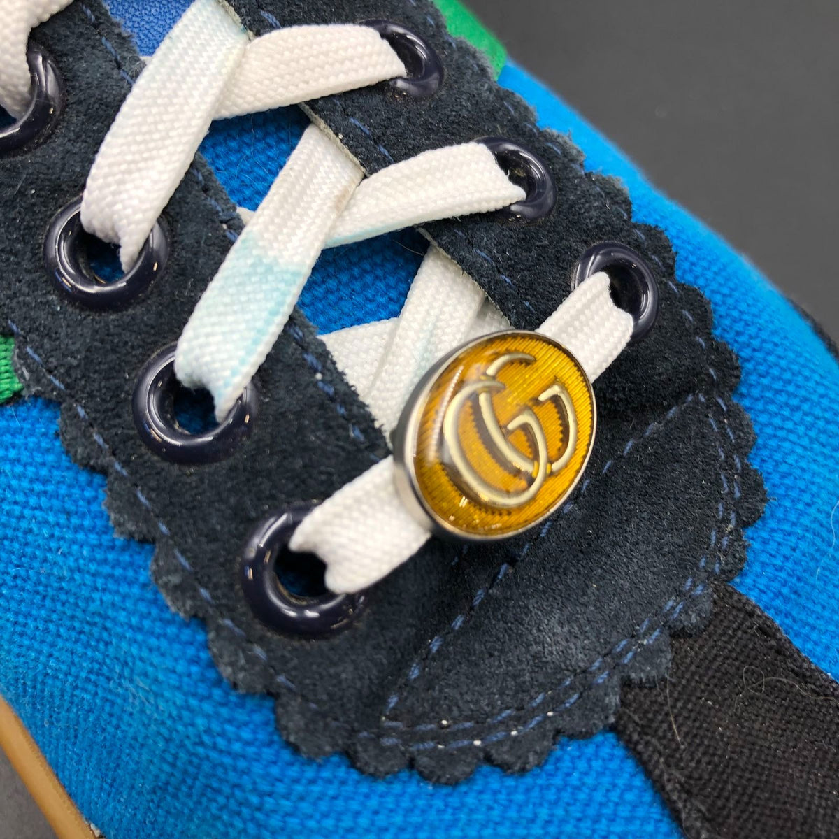 Gucci G74 Nylon 'Bright Blue' Men's Sneakers with Web Stripes - Size 43 (+COA)