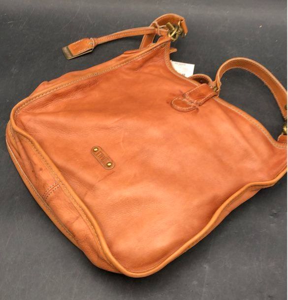 Frye Brown Leather Slouchy Hobo Crossbody Shoulder Bag Antique Brass Hardware